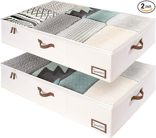 StorageWorks 117L Under Bed Storage Containers with Handles and Label Holder, 2 Pack Ultra-thick Fabric Underbed Bins, Closet Organizer for Clothes, Blankets, Sweater