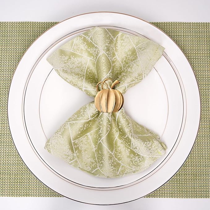 Gold Leaf Maple Napkin Rings Set of 6 Fall Napkins Ring Retro Serviette Buckles Gold Adornment for Thanksgiving Halloween Table Settings