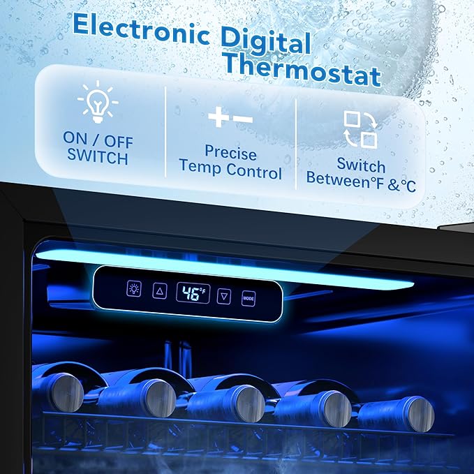 2.5 Cu.Ft Beverage Fridge, Mini Fridge With Glass Door, Beverage Cooler Refrigerator, Wine Drink Beer Cooler, Adjustable Shelves & Digital Temperature Display, 22 Bottle 95 Can