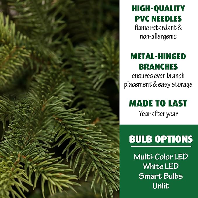 Fraser Hill Farm 7.5-Ft. Foxtail Pine Artificial Christmas Tree with Stand and No Lights, Unlit Foldable Fake Christmas Tree with Realistic Foliage for Home Decoration