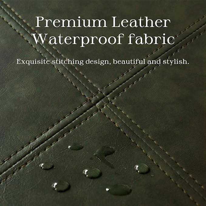 HUIMO Square Leather Storage Ottoman,Ottoman Coffee Table with Storage for Living Room (Vintagegreen)