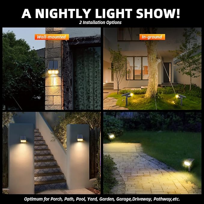Solar Spot Lights Outdoor Landscape Lights, IP65 Outdoor Waterproof Spotlights, 40 LED's Outdoor Solar Lights for Yard Palm Trees Driveway Patio Pool 10 Pack