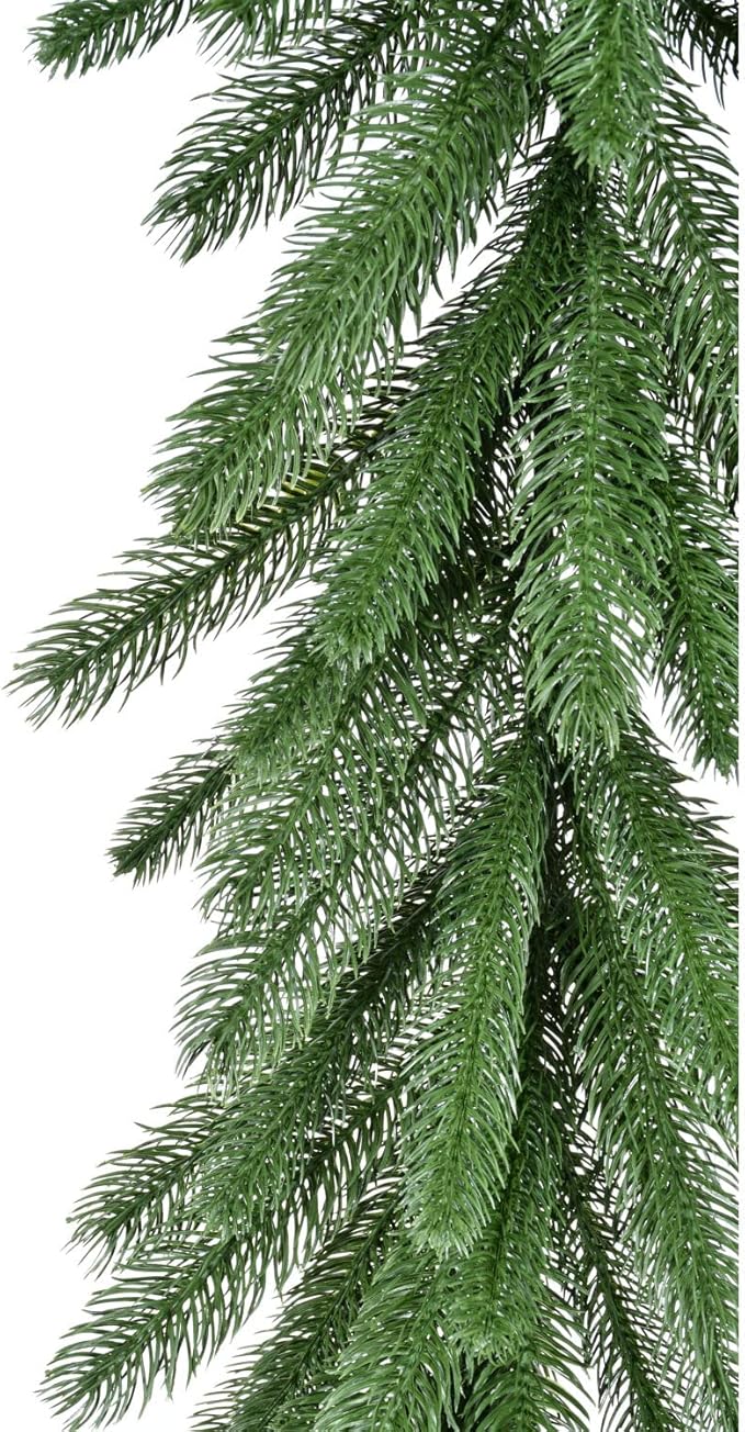 Fraser Hill Farm 9-Ft. Green Fir Garland, No Lights | Festive Christmas Holiday Decor for Fireplace Mantel, Stairway, Console Table | FFGF108GL-0GR