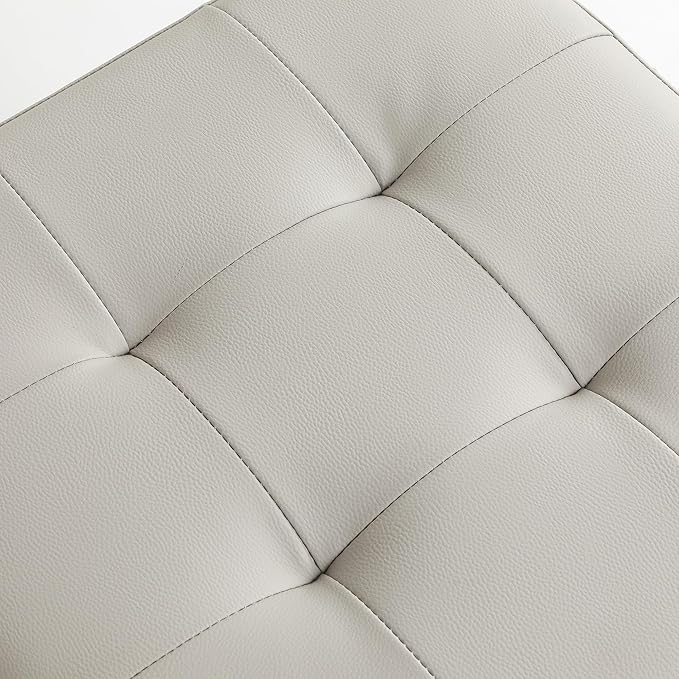 Adeco 18" PU Storage Ottoman, Upholstered Square Faux Leather Foot Rest - Flip Top Footstool with Sturdy Wood Legs, Small Cube Coffee Table Extra Seat for Living Room, Bedroom, Elephant Grey