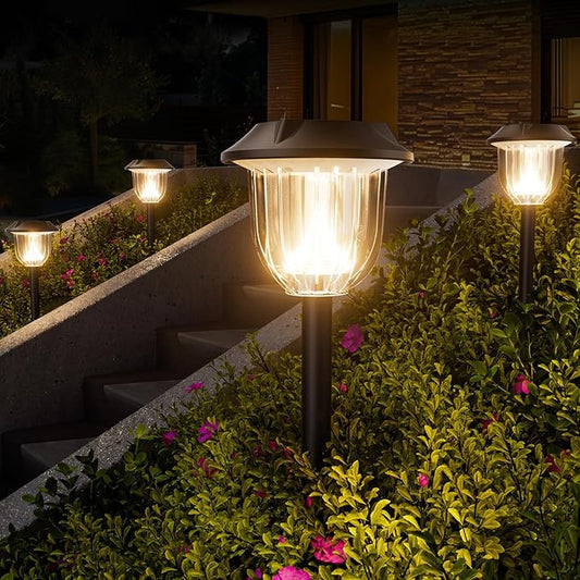 Solar Outdoor Lights,3 Pack LED Lights Outdoor Waterproof, Maintain 10 Hours of Lighting for Your Garden, Landscape, Path, Yard, Patio, Driveway(Warm)