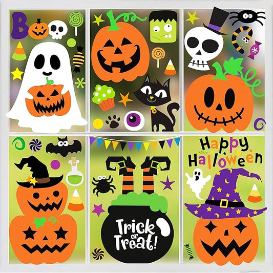 Halloween Window Clings Window Stickers Cute Pumpkin Ghost Halloween Window Decorations Window Decals for Halloween Decor