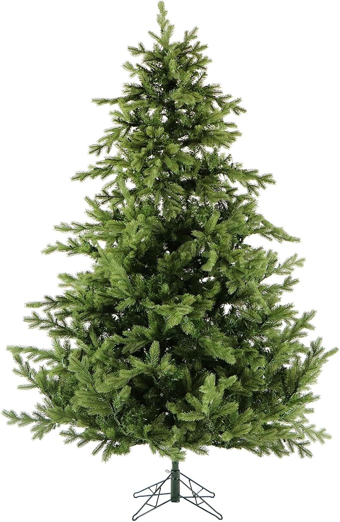 Fraser Hill Farm 10-Ft. Foxtail Pine Artificial Christmas Tree with Stand, Unlit Foldable Fake Tree with Realistic Foliage for Home Decoration