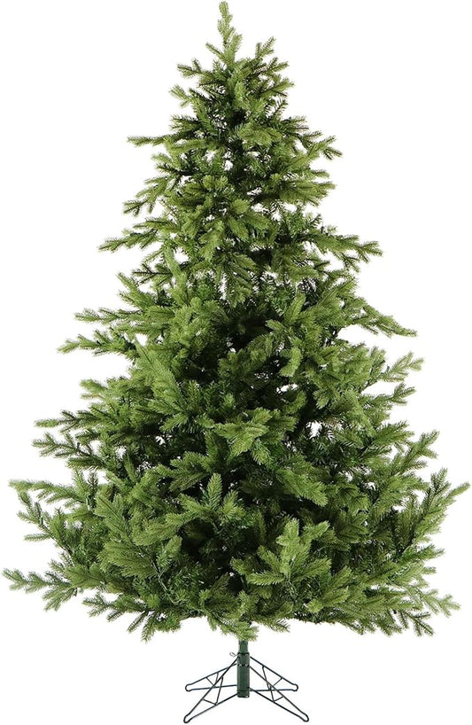 Fraser Hill Farm 10-Ft. Foxtail Pine Artificial Christmas Tree with Stand, Unlit Foldable Fake Tree with Realistic Foliage for Home Decoration