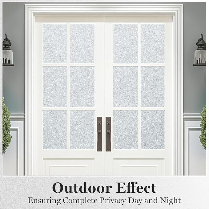 DUOFIRE Window Privacy Film, Sparkling Frosted Glass Window Film, UV Blocking Non-Adhesive Static Cling Windows Clings, No Glue Removable Windows Coverings for Home Office Bathroom, 23.6 X 78.7 inch
