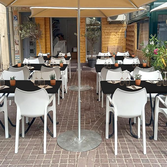 Stretch Table Cover for 4ft Rectangle Tables-10 Pack Black Spandex Table Cloths with Elastic-Stretchy Folding Outdoor Picnic Tablecloth for Camping Dining Room Patio Kitchen Banquet Party