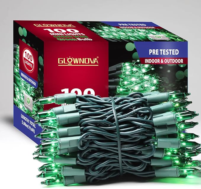 Green Wire,Green,Incandescent Bulb 100 Mini String Lights for Indoor Christmas Tree Garland Birthday Wedding Party Festival Decoration