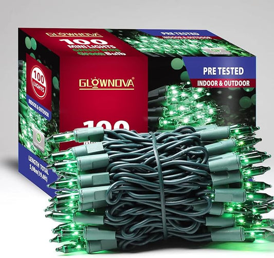 Green Wire,Green,Incandescent Bulb 100 Mini String Lights for Indoor Christmas Tree Garland Birthday Wedding Party Festival Decoration