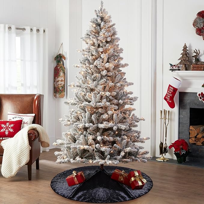 Eternal Beauty Christmas Tree Skirt, 36 Inch Black Halloween Sequin Tree Skirt Small Xmas Tree Skirt for Christmas Tree Decorations