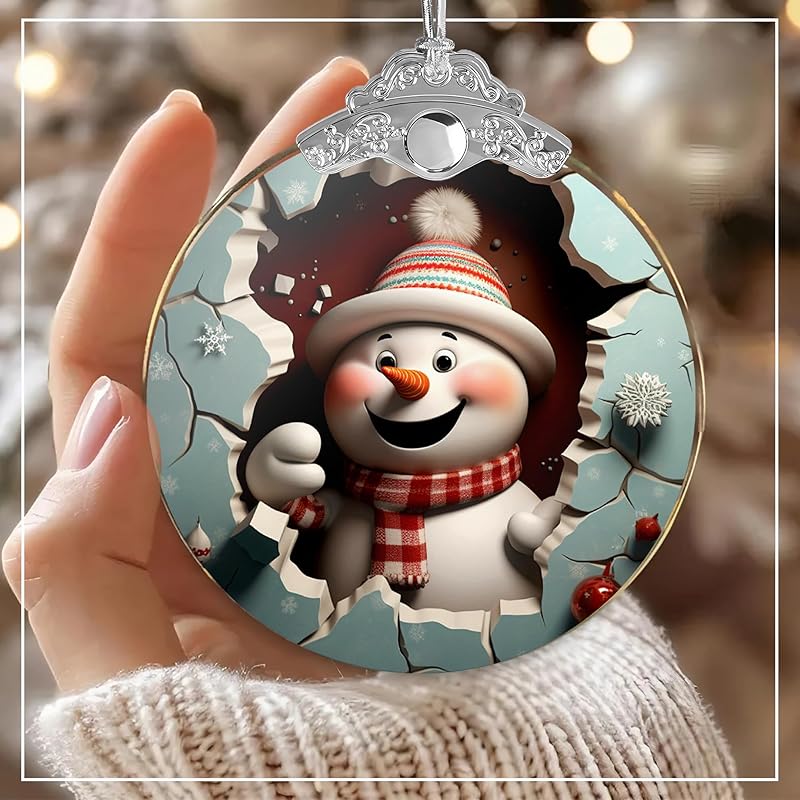 2025 Christmas Ornament, Christmas Tree 4 Inch Acrylic Ornament Art, Christmas Ornaments, Ornaments, Christmas Tree Ornaments, Ornaments for Tree (Cute Snowman)