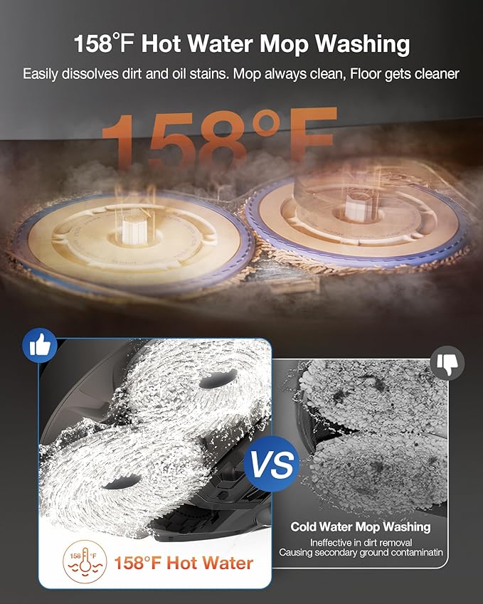 ECOVACS DEEBOT T30S Combo Complete Robot Vacuum and Mop, 11000Pa, ZeroTangle Technology, TruEdge Adaptive Edge Mopping, Hot Water Mop Washing, Self-Emptying, Self Refilling, Auto-Mop Lifting