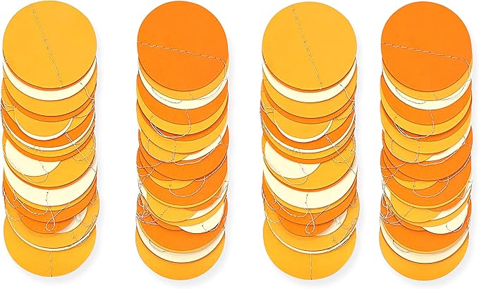 46 Ft Thanksgiving Fall Autumn Circle Dots Garland Gradient Orange Polka Dot Hanging Paper Streamer for Orange Wedding Bridal Shower Birthday Baby Shower Engagement Harvest Party Decorations Supplies