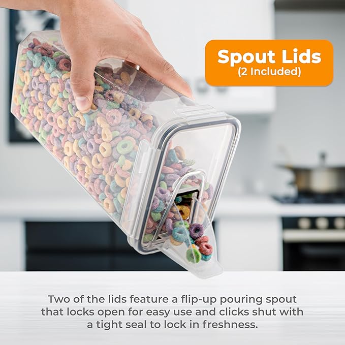 Airtight Food Storage Containers Set - 14 Piece Pantry Kitchen Organizers and Storage Set with Lids, Cabinet Organizing Canisters for Cereal, Flour, Sugar, Dry Foods - with Labels and Marker