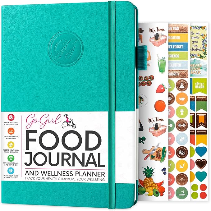 GoGirl Food Journal & Wellness Planner –– Diet & Fitness Diary – Nutrition Journal with Meal, Exercise & Weigh Loss Tracker, A5 (Turquoise)
