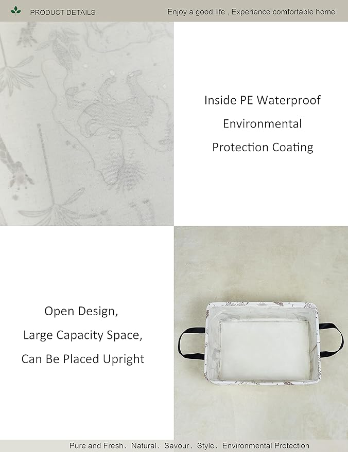 Rectangular Folding Laundry Basket,waterproof Canvas Basket,gift basket,Suitable for children's room,Office,Clothes,Toys Storage(Animals)