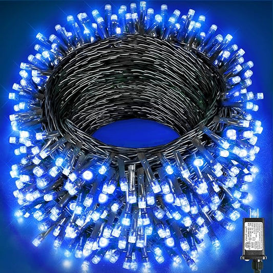 197FT 600 LED Christmas Lights Outdoor, Plug in Christmas Tree Lights 8 Modes, Waterproof String Twinkle Lights for Indoor House Patio Garden Party Wedding Holiday Decorations, Blue