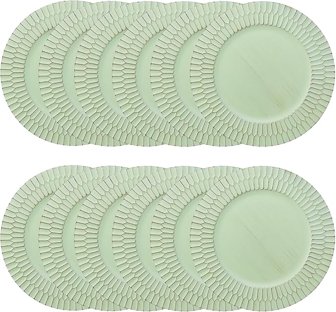 Green Charger Plates Set of 12, 13" Plastic Chargers for Dinner Plates, Thanksgiving, Christmas Party Banquet Serveware Supplies