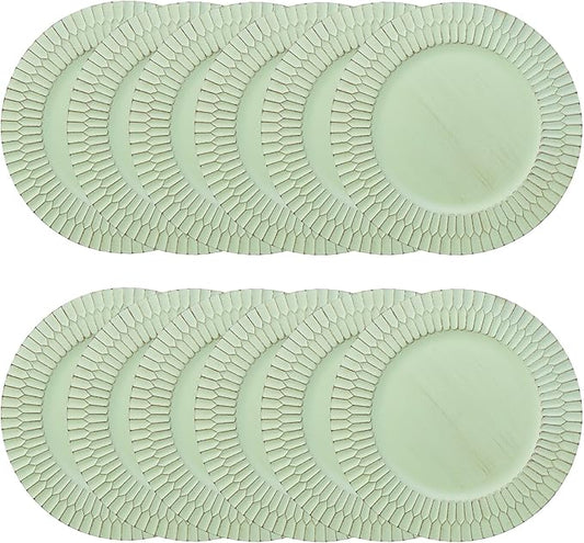 Green Charger Plates Set of 12, 13" Plastic Chargers for Dinner Plates, Thanksgiving, Christmas Party Banquet Serveware Supplies