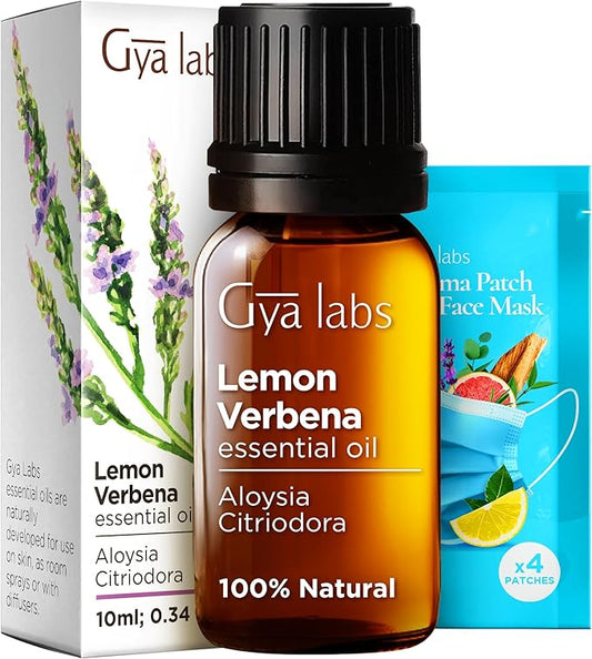 Gya Labs Lemon Verbena Essential Oil for Diffuser - 0.34 Fl Oz - 100% Pure Natural Lemon Verbena Oil for Skin, Hair, Perfume, Bath Bombs & Candle Making Scent