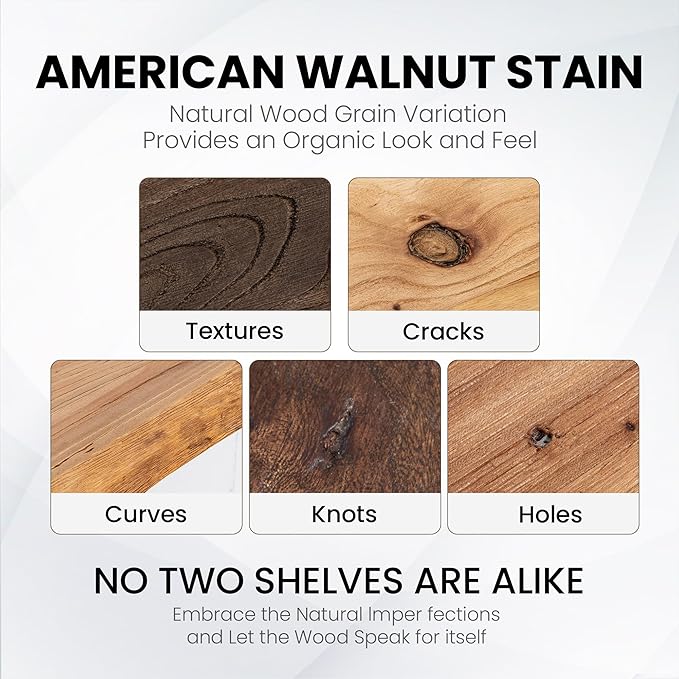 Floating Shelves for Wall, 36"x9.3" Rustic Solid Live-Edge Elm Wood Wall Shelves, Heavy-Duty Floating Shelves with Invisible Brackets, Set of 2 for Living Room, Bedroom, and Kitchen, Natural Finish