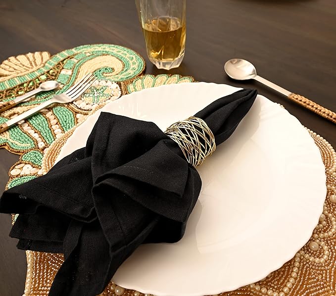 Gold Napkin Rings 12 Piece Set of Premium 100% Metal, Rust-Resistant Tabletop Décor - Napkin Holders Buckles for Family Dinner, Wedding, Party, Decorations, Banquet, Party, Easter- ALPHA Living HOME