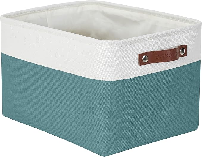 DECOMOMO Small Storage Basket, Closet Storage Bins, Baskets for Organizing Shelves (Teal & White, Small - 6 Pack)