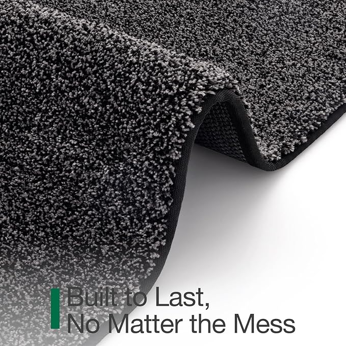 LUMI Front Door Mat 24x36, Super Absorbent Washable Doormat, Non Slip Dirt Trapper Inside Floor Mats for Entrance, Entryway, Patio,Black Mixed Gray