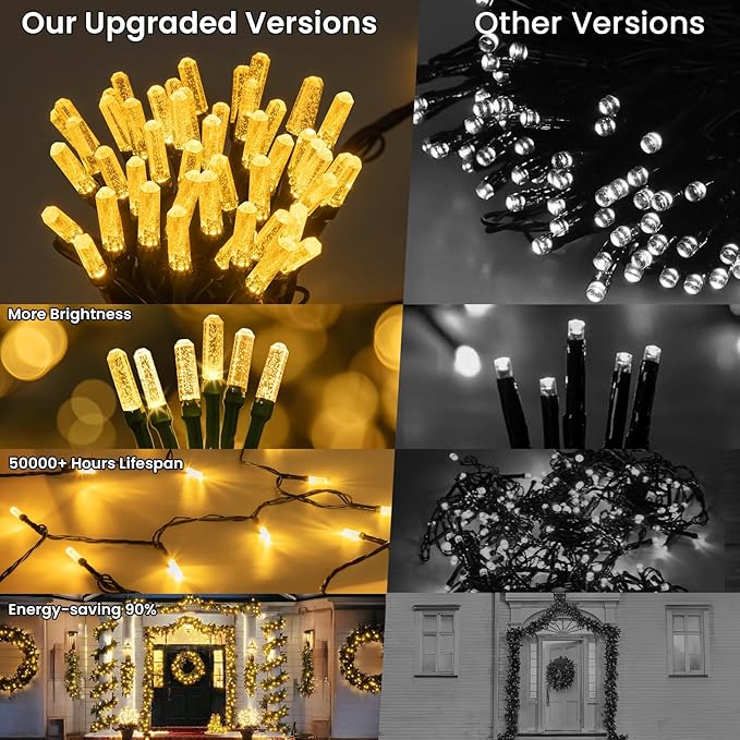158 FT 480 LED Christmas Tree Lights, String Lights Green Wire with 8 Modes, Timer and Memory, Plug in Outdoor Waterproof Twinkle Lights for Indoor Yard Xmas Holiday, Warm White