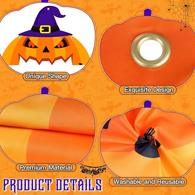 Halloween Pumpkin Party Porch Banner Witch Hat Grimace Pumpkin Archway Door Banner for Halloween Decorations Porch Sign for Birthday Photo Backdrop Outdoor Front Door Cover Indoor Hanging Supplies