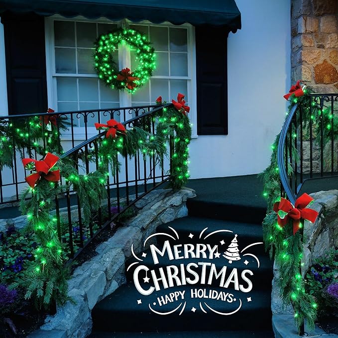 50-Count Green Christmas Tree Lights with Green Wire,13ft Incandescent Bulb Waterproof Fairy Lights，Plug in Mini String Lights for Holiday Decorations, Party, Xmas, Yard, Indoor & Outdoor