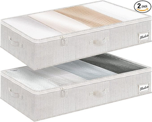 StorageWorks Large Under Bed Storage Containers with Handles and Label Holder, 2 Pack Ultra-thick Fabric Underbed Bins, Closet Organizer for Clothes, Blankets, Sweater