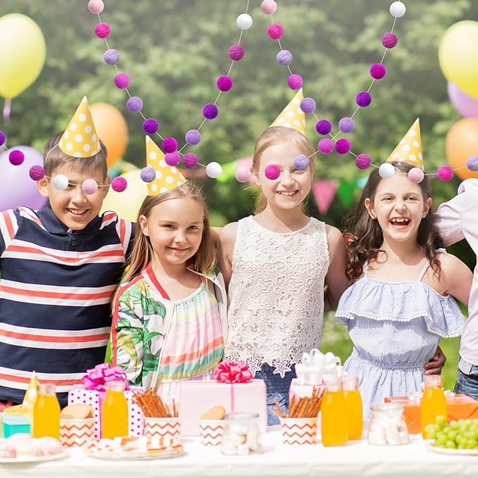 Felt Ball Garland Misscrafts 9.8 Feet 100% Wool Roving Pom Pom Garland 20mm Colorful for Baby Shower Grand Opening Party Festivals Room Decorations