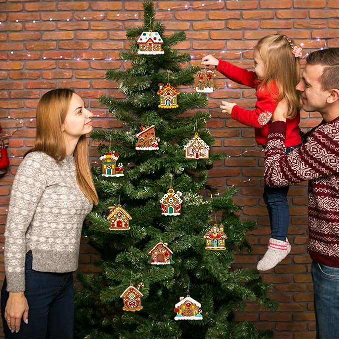 Gingerbread House Ornaments Christmas Tree Decoration - 36pcs Gingerbread House Christmas Decorations Hanging Ornaments for Holiday Xmas Tree Home Decor