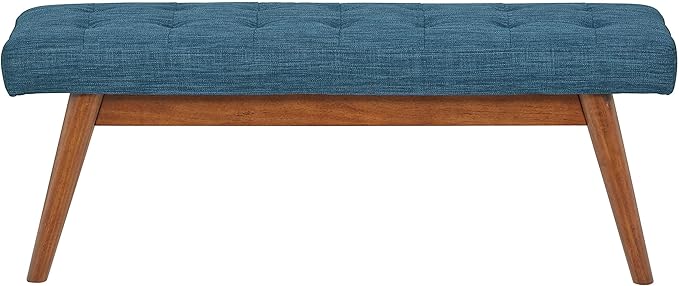 Amazon Basics Modern Haraden Upholstered Button-Tufted Bench, Blue, 16 x 44 x 17 in (Previously Rivet brand)