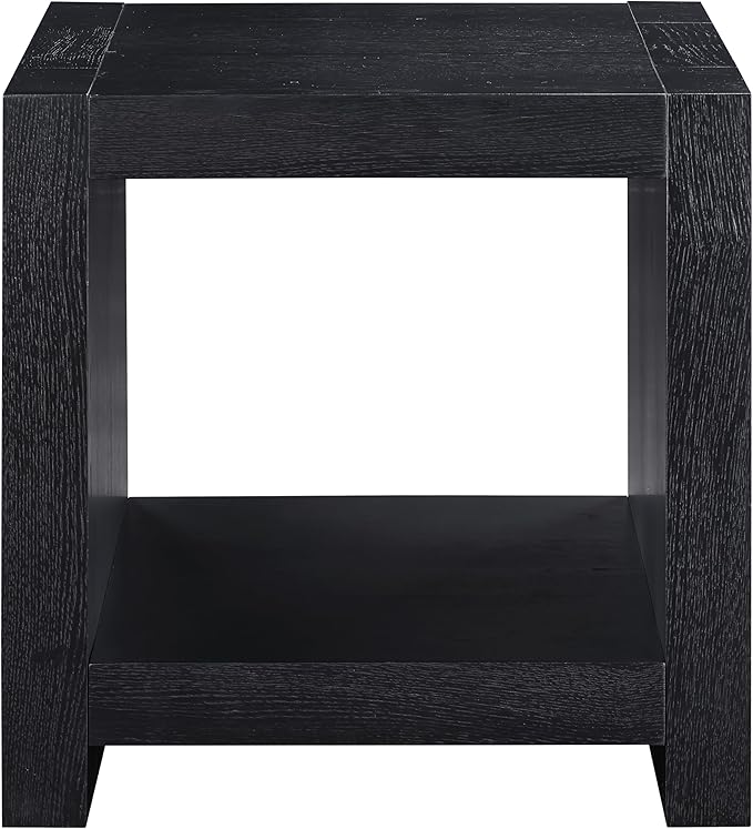 Steve Silver Furniture Aubrey Black End Table, Living Room/Bedroom, Contemporary/Modern Design, Bottom Storage Shelf, Chair Side/Media Table, 24'L x 24" W x 24" H, Black