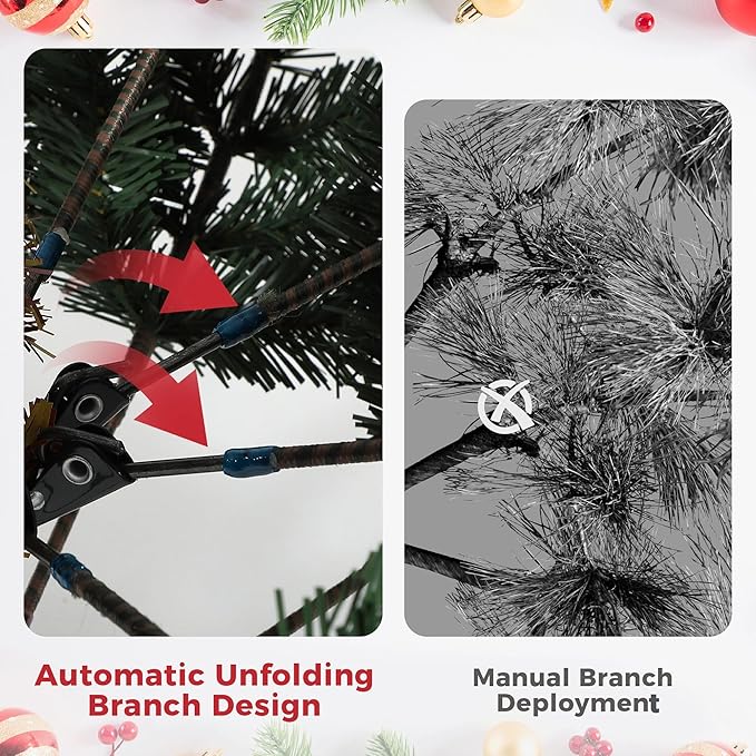 GarveeHome 4.5 FT Artificial Pre-lit Mini Christmas Tree, Green PVC Christmas Tree with 250 Warm White Lights for Home, Office, and Xmas Party Décor, Includes Stand