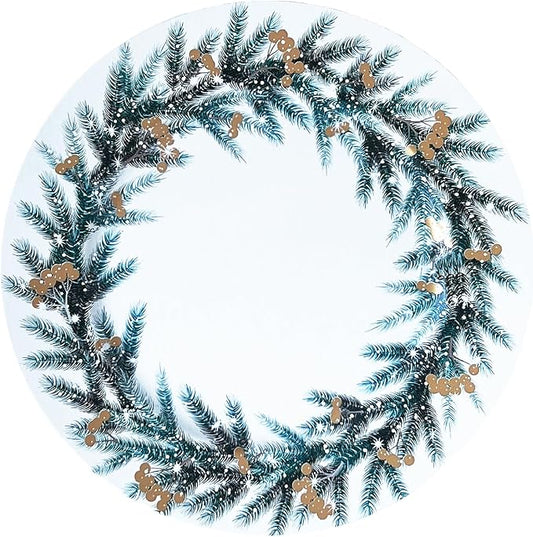 Henilosson Round 13 inch Charger plate - Christmas Wreath Design Charger - Christmas and New Year Placemat (6, white+wreath)