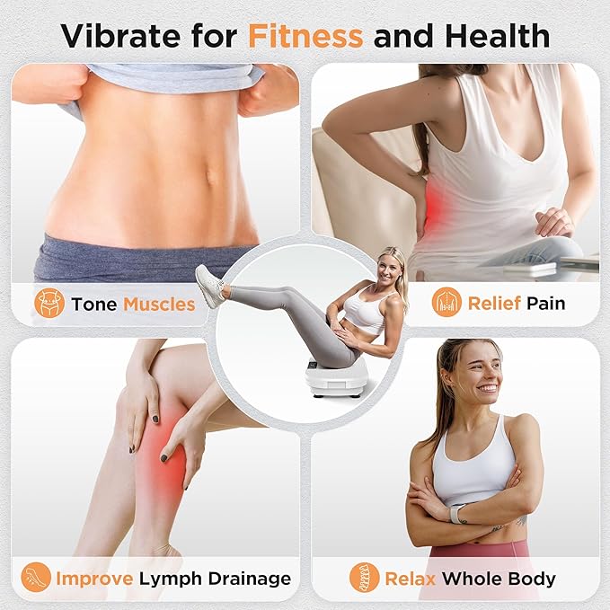 FEIERDUN Vibration Plate Exercise Machine, Vibration Plate for Lymphatic Drainage, Power Plate Vibration Platform for Weight Loss, Toning & Wellness