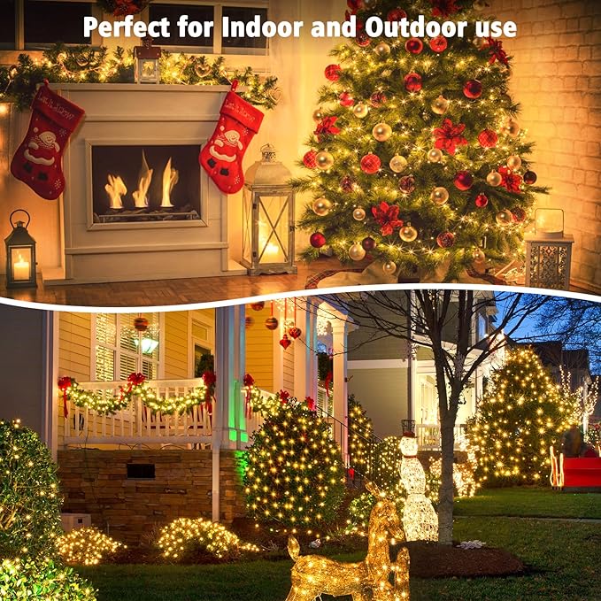 2 Pack Christmas Fairy Lights Battery Operated, 16.4FT 50 LED Dark Green Wire Micro Starry Twinkle Light with Auto Timer Waterproof, String Lights for Indoor Outdoor Yard Decor (Warm White)