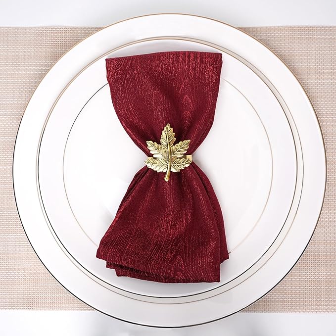 Gold Leaf Maple Napkin Rings Set of 24 Fall Napkins Ring Retro Serviette Buckles Gold Adornment for Thanksgiving Halloween Table Settings
