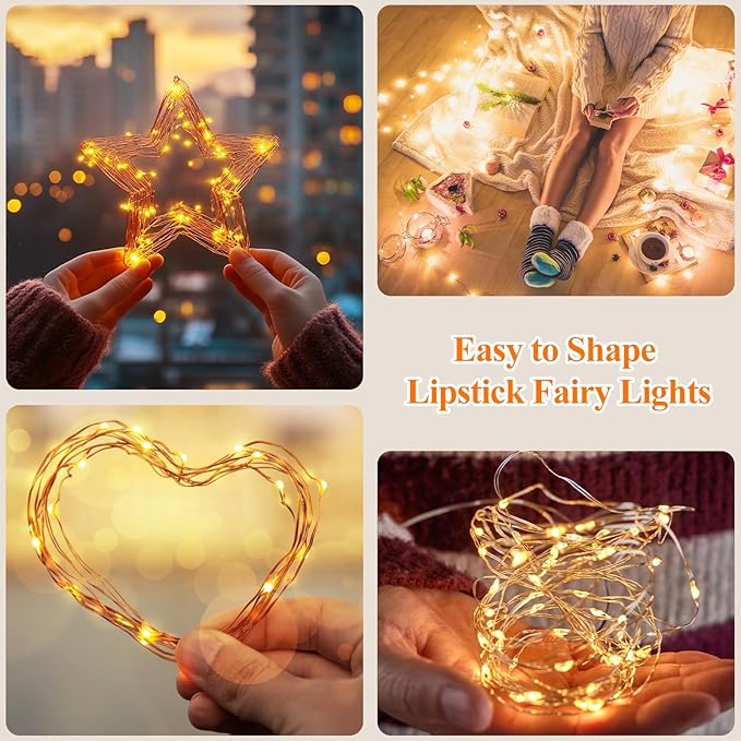 32FT(16 * 2) Fairy Lights Battery Operated String Lights, Twinkle Lights with Timer, Mini LED Fairy Lights for Bedroom, Christmas Decorations, Mason Jars, Wedding, Vine, Table Centerpieces Warm White