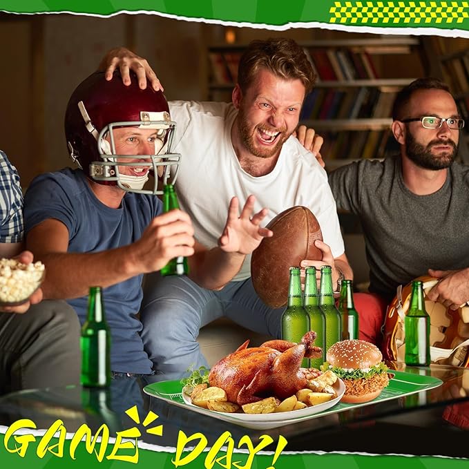 gisgfim 2Pcs Football Serving Trays 16.1 X 11.1 Inch Large Melamine Football Trays Platters with Handles Football Stadium Food Server Tray for Game Day Snacks 2025 Tailgate Birthday Party Decorations