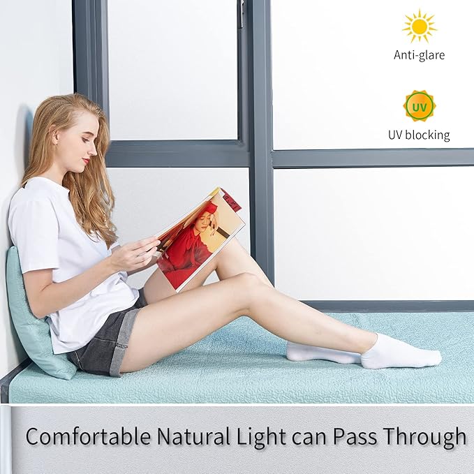 Frosted Glass Window Film with Tools,Reusable Window Privacy Film,Static Clings Window Film Kit for Home Bathroom and Office. (White, 17.5Inch×196.9Inch)