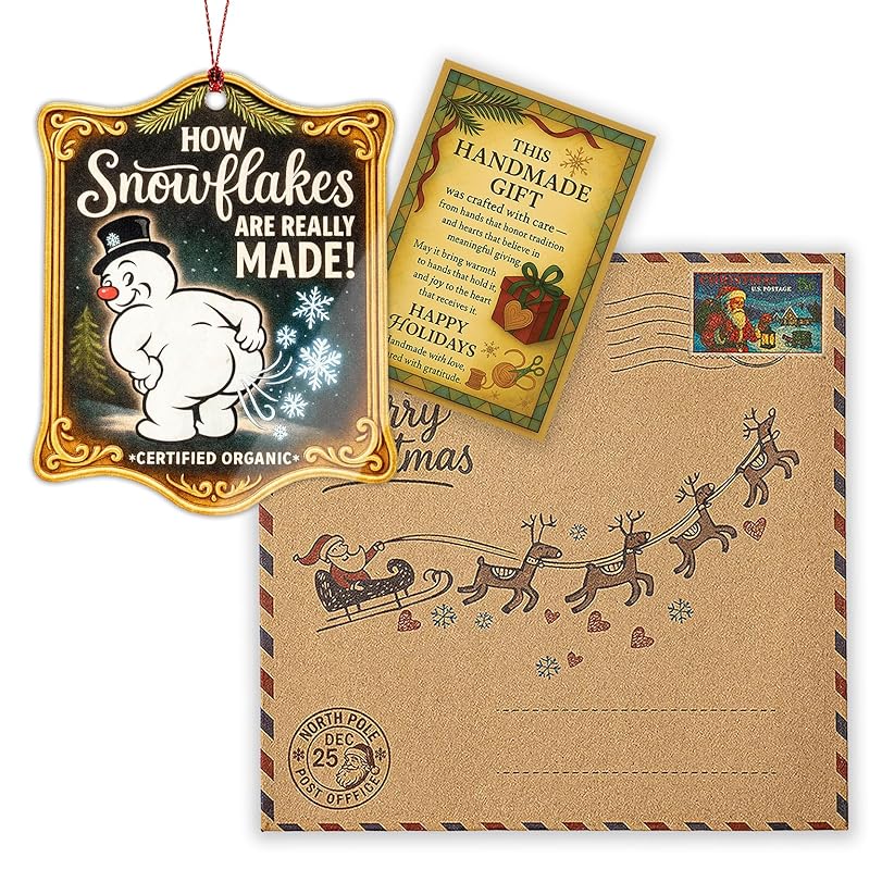 Funny Snowman Christmas Ornament – How Snowflakes Are Really Made – Hilarious Holiday Gag Gift for Adults, White Elephant Exchange, Office Party, Stocking Stuffer