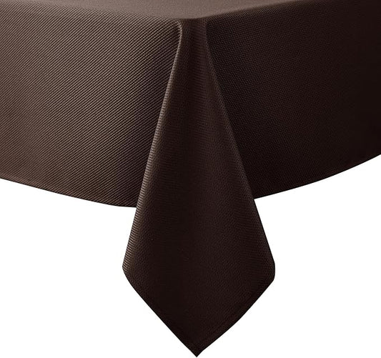 Biscaynebay Textured Fabric Tablecloths 52x70 Inches Rectangular, Brown Water Resistant Tablecloths for Dining, Kitchen, Wedding and Parties etc. Machine Washable