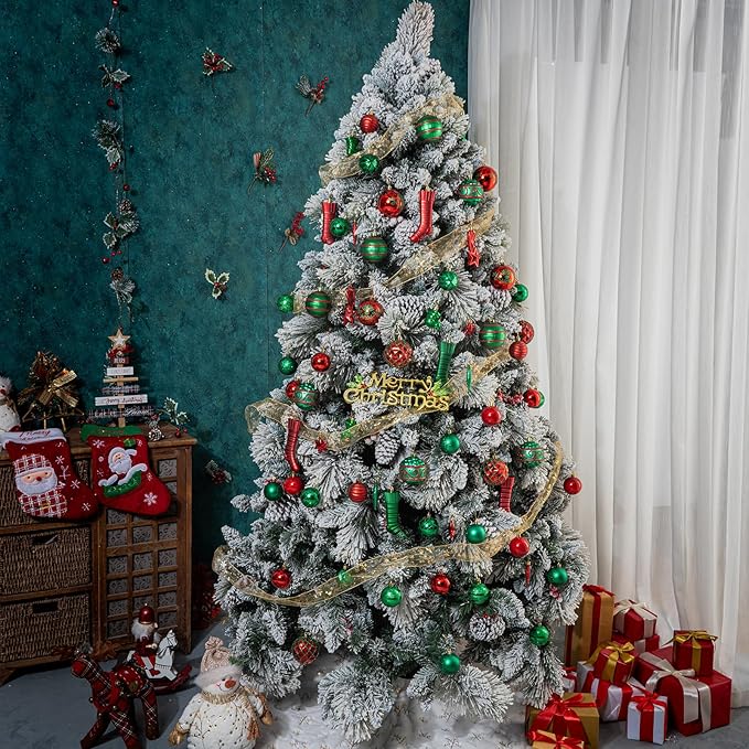 150PCS Red and Green Christmas Ornaments, Shatterproof Christmas Ball Ornaments Set, Assorted Christmas Baubles Hanging Decorations for Xmas Tree Home Festival Party Wedding (Red & Green)